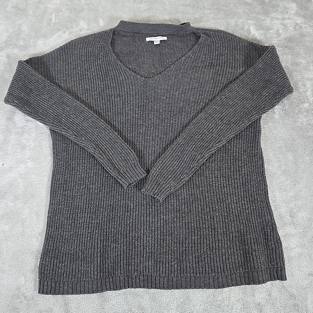 American Eagle Outfitters Charcoal V-Neck Sweater